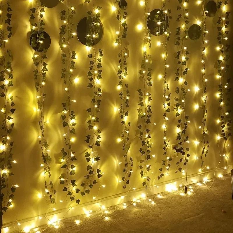 Green Leaf String Light Artificial Vine Battery Powered Decorative Light 5
