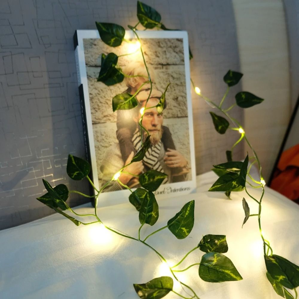 Green Leaf String Light Artificial Vine Battery Powered Decorative Light 8