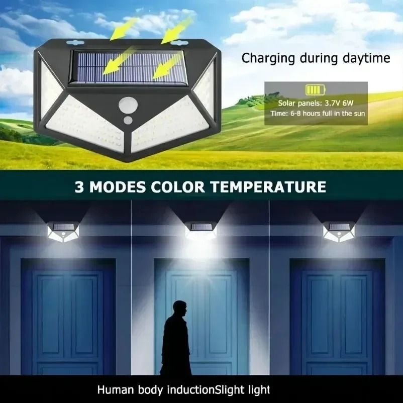 Multifunctional Solar Motion Sensor Light Outdoor Waterproof LED Garden Wall Lamp 4