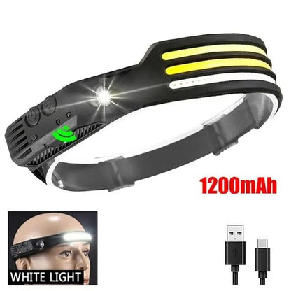 COB LED Rechargeable Headlamp With Motion Sensor And 230 Degree Wide Beam 11