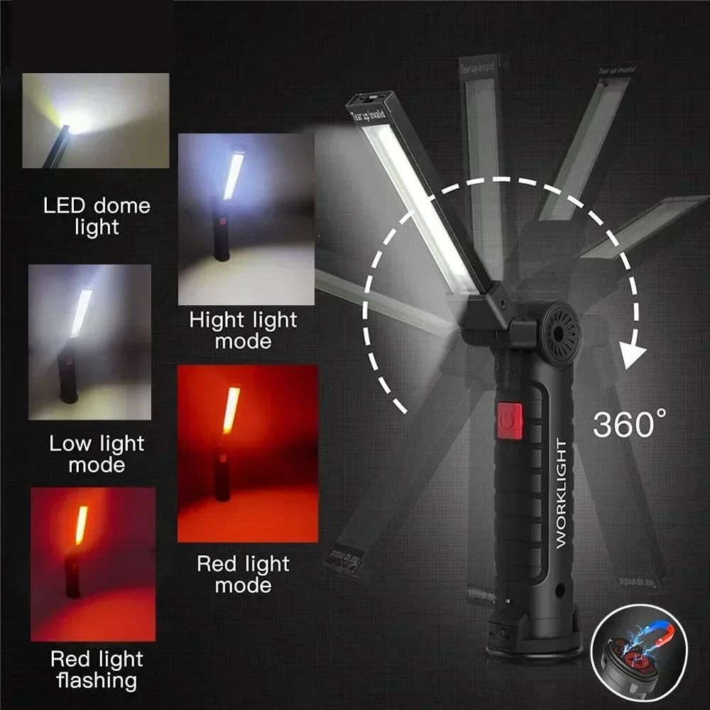 COB LED Rechargeable Work Light With Magnet And Hook  Portable Inspection Flashlight 2
