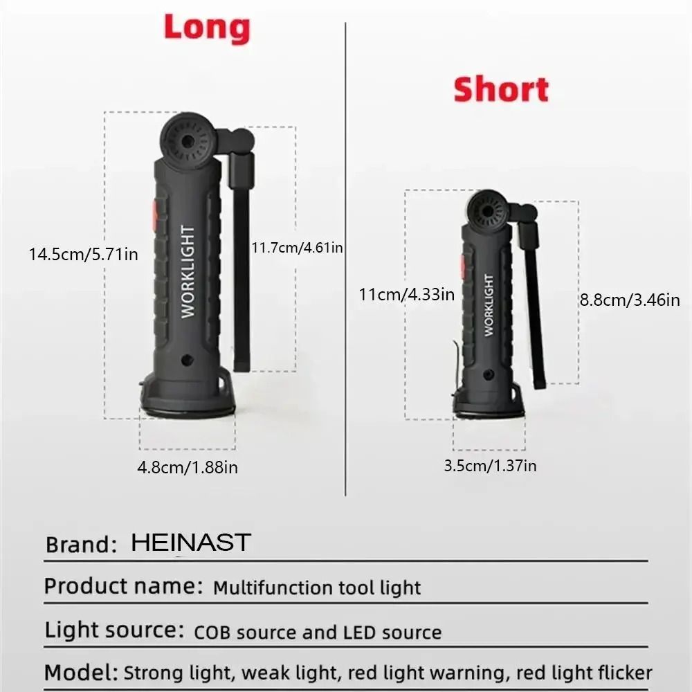 COB LED Rechargeable Work Light With Magnet And Hook  Portable Inspection Flashlight 5
