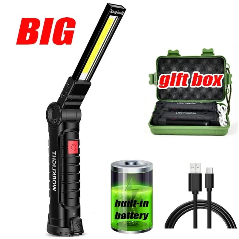 COB LED Rechargeable Work Light With Magnet And Hook  Portable Inspection Flashlight 7