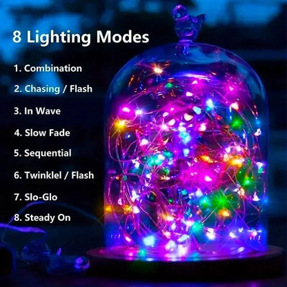 Solar Fairy String Lights With 8 Modes  Waterproof Copper Wire Garden Lights 2