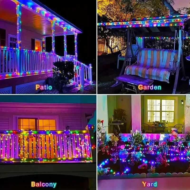 Solar Fairy String Lights With 8 Modes  Waterproof Copper Wire Garden Lights 3