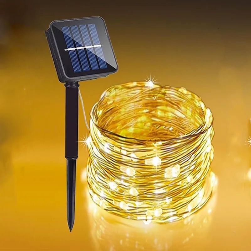 Solar Fairy String Lights With 8 Modes  Waterproof Copper Wire Garden Lights 7