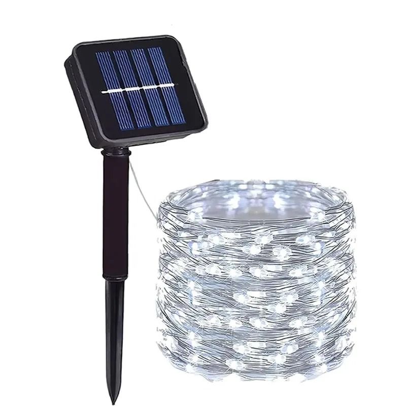 Solar Fairy String Lights With 8 Modes  Waterproof Copper Wire Garden Lights 8