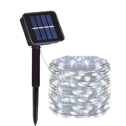 Solar Fairy String Lights With 8 Modes  Waterproof Copper Wire Garden Lights 8