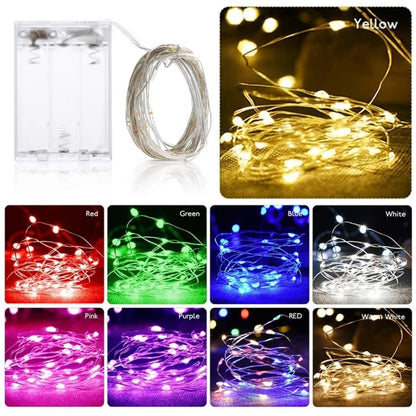 Copper Wire LED Fairy String Lights – Battery Powered Decorative Garland for Holiday, Wedding and Party Decor