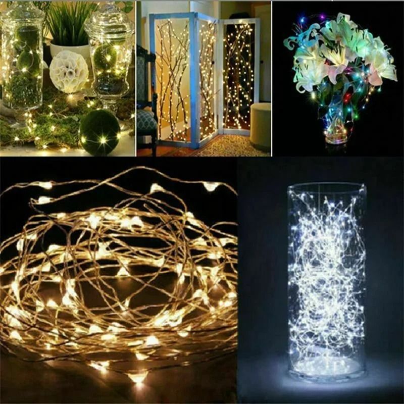 Copper Wire LED Fairy String Lights  Battery Powered Decorative Garland For Holiday Wedding And Par 1