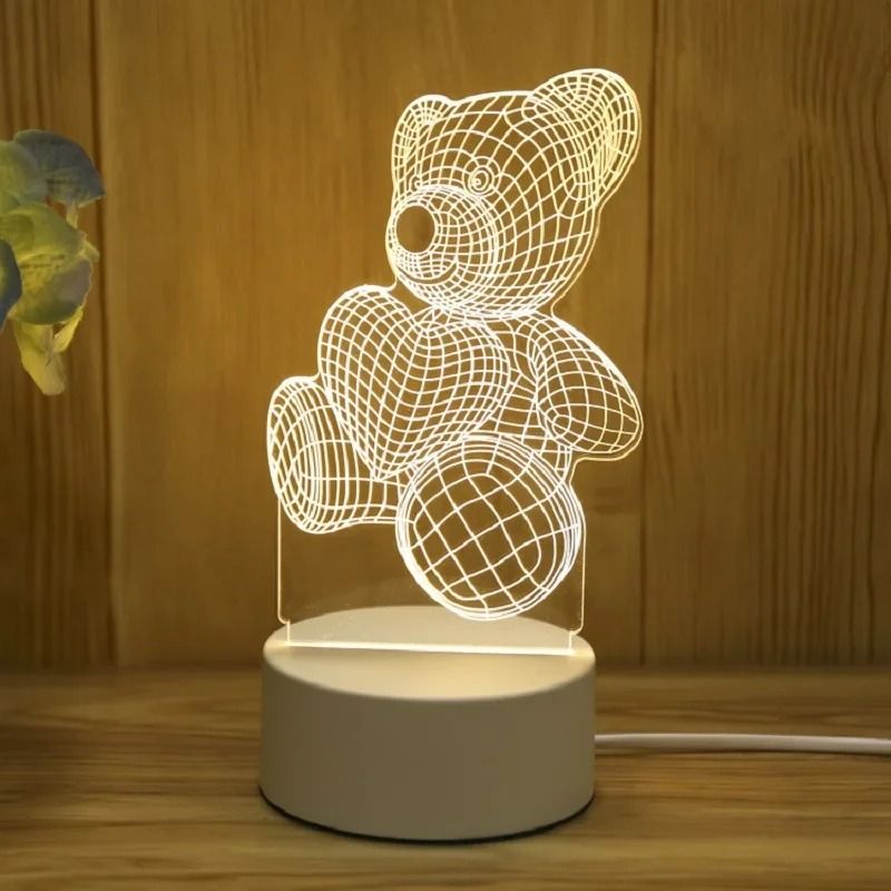 3D Bear Lamp Acrylic USB LED Night Light