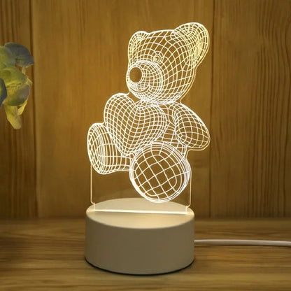 3D Bear Lamp Acrylic USB LED Night Light
