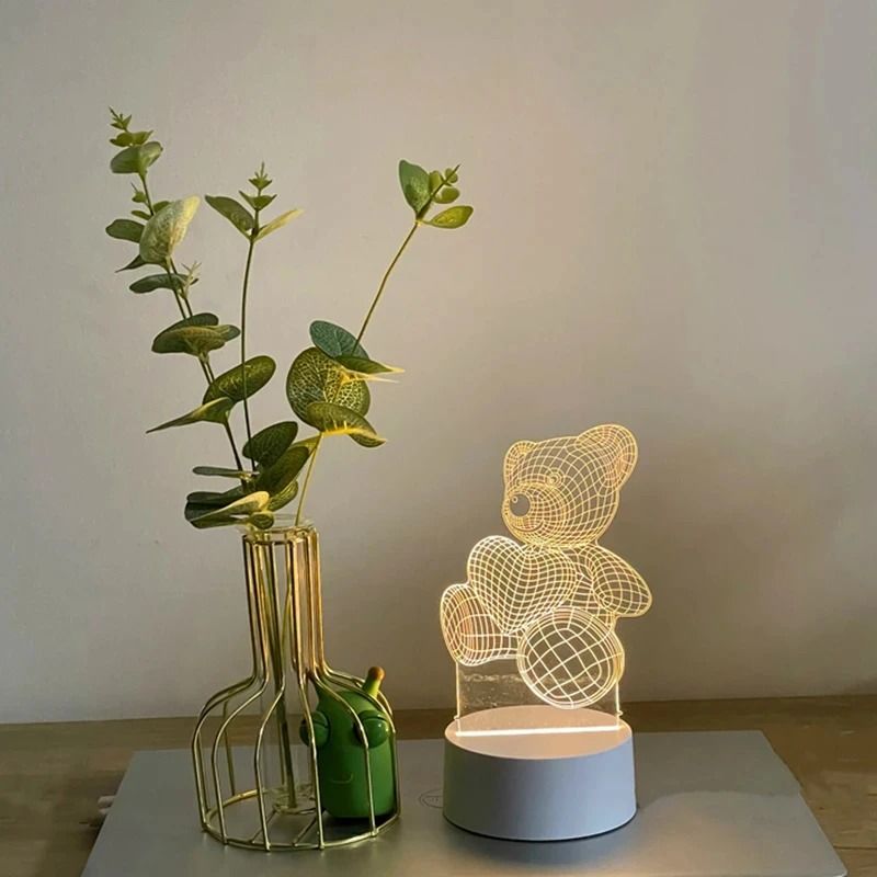 3D Bear Lamp Acrylic USB LED Night Light 1