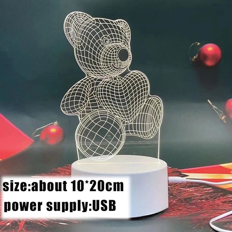 3D Bear Lamp Acrylic USB LED Night Light 2