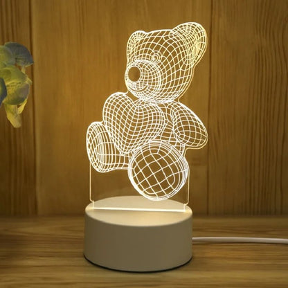 3D Bear Lamp Acrylic USB LED Night Light 6