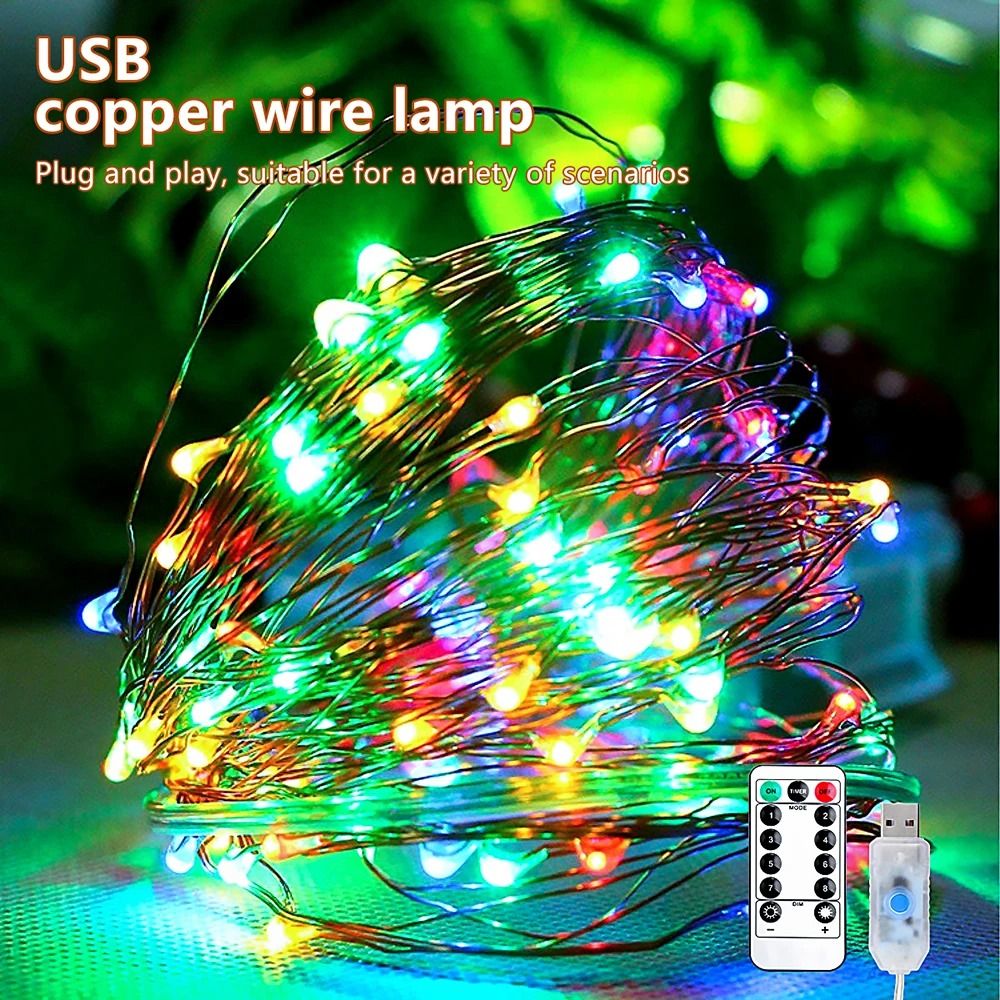 USB LED String Lights  Flexible Copper Wire Fairy Garland For Christmas Wedding And Party Decoratio 8