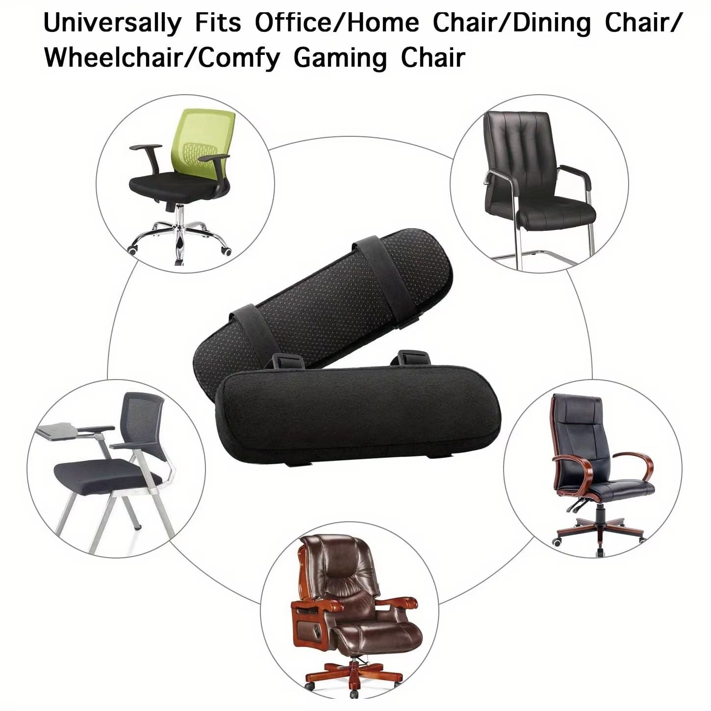 Memory Foam Office Chair Armrest Pads Elbow Support Cushion Covers 3