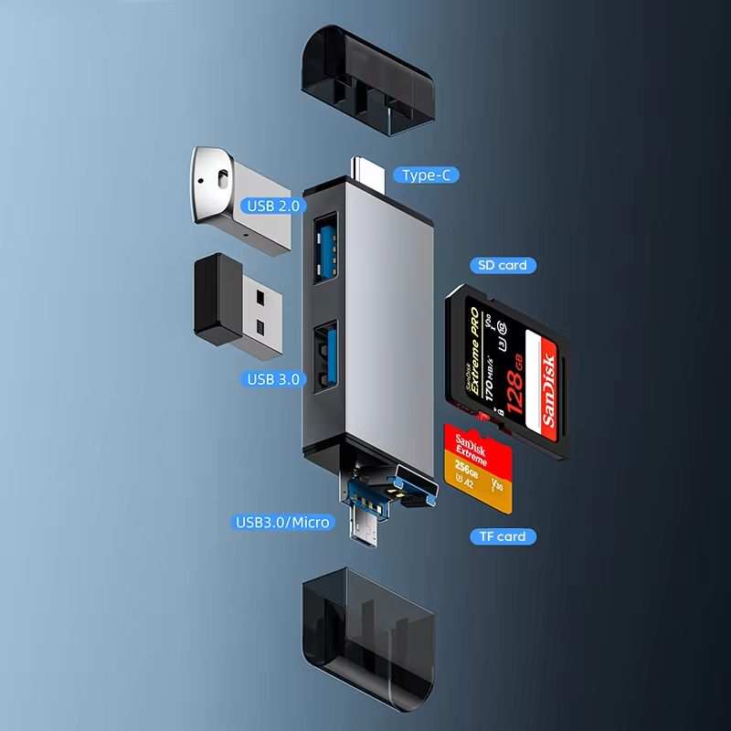 7 In 1 Multifunction USB 30 Card Reader And Type C OTG Adapter 1