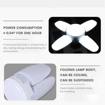 Foldable Fan Blade LED Bulb  28W E27 Base Deformable Ceiling Light For Home Garage  Warehouse 6500K 3