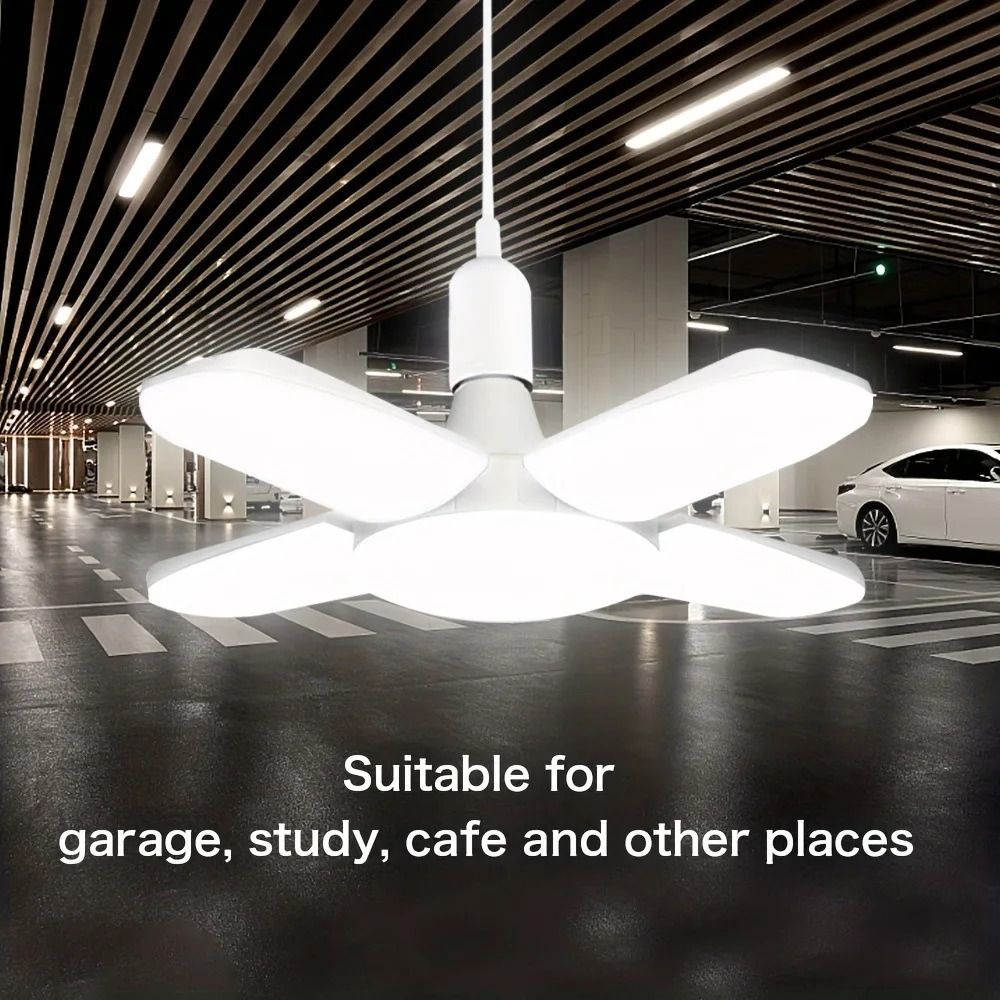 Foldable Fan Blade LED Bulb  28W E27 Base Deformable Ceiling Light For Home Garage  Warehouse 6500K 6