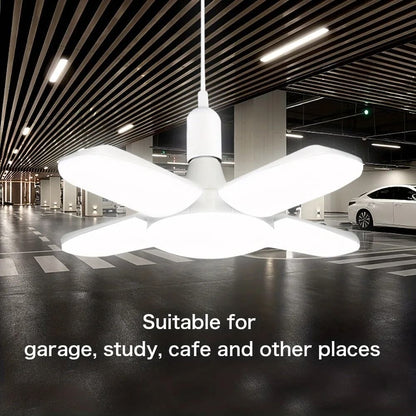 Foldable Fan Blade LED Bulb  28W E27 Base Deformable Ceiling Light For Home Garage  Warehouse 6500K 6