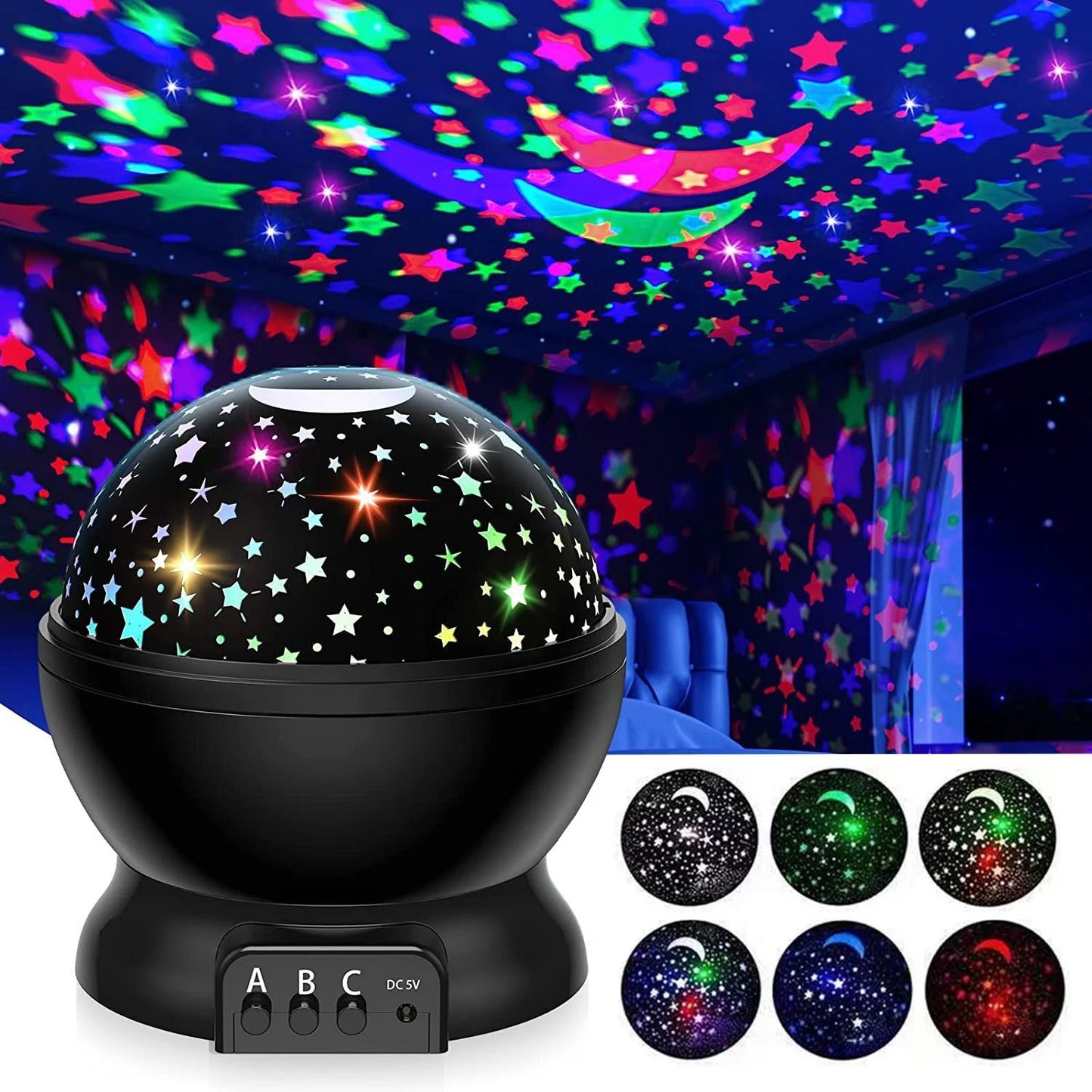 Starry Sky Night Light Projector – Rotating Galaxy Lamp for Kids, Nursery and Bedroom Decor