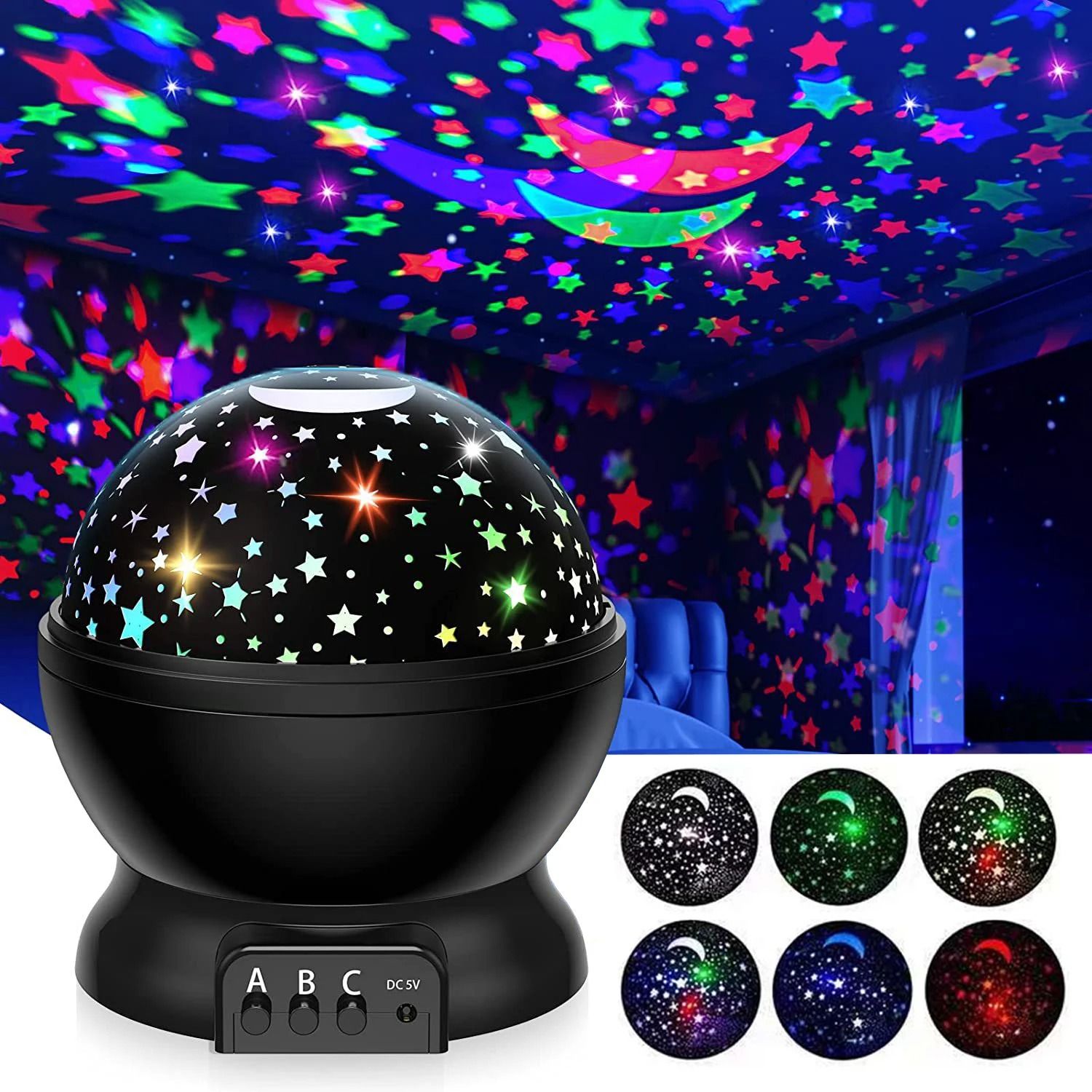 Starry Sky Night Light Projector – Rotating Galaxy Lamp for Kids, Nursery and Bedroom Decor