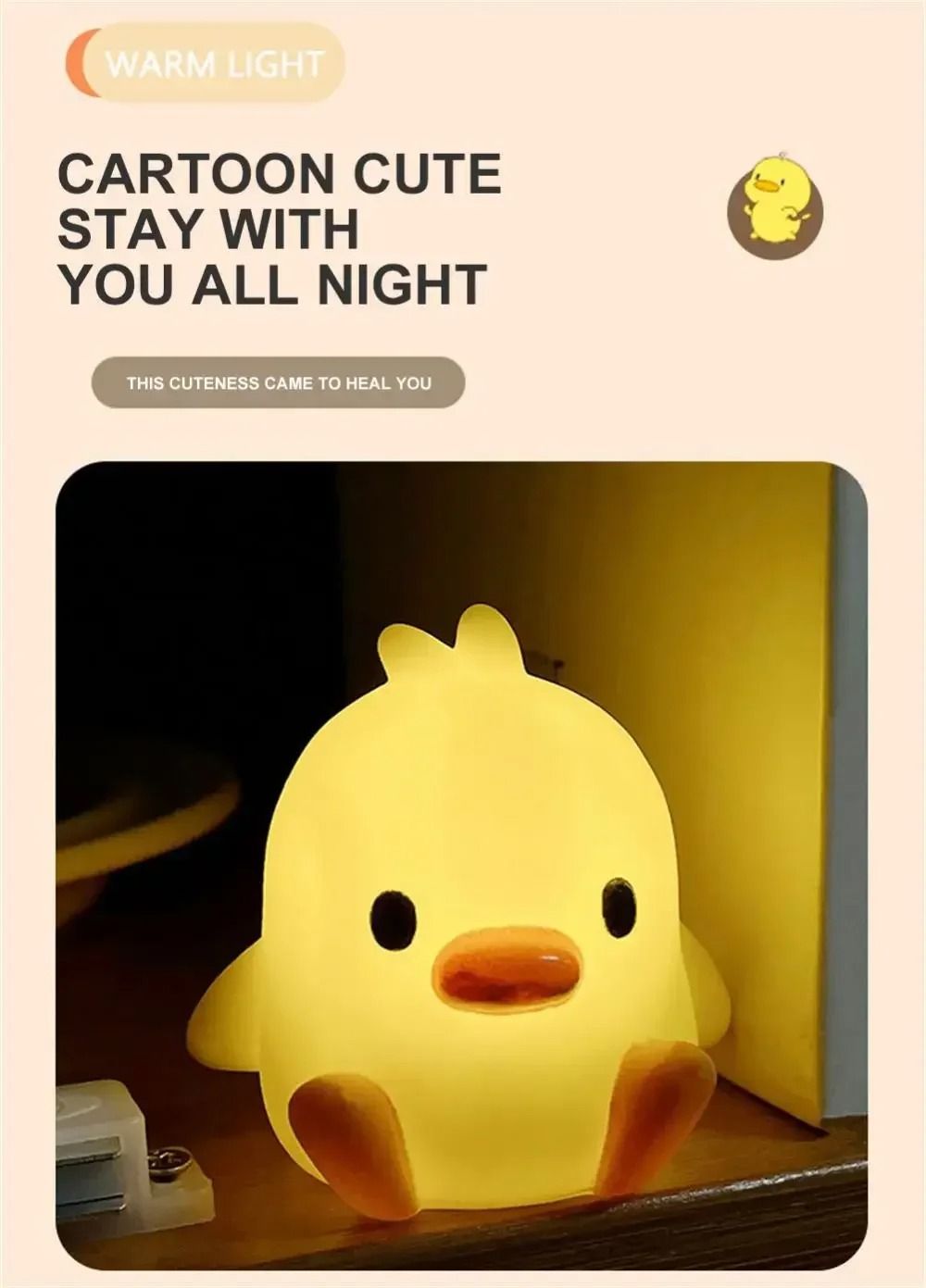 Duck Night Light  Cute Cartoon Animal Bedside Lamp For Kids Room And Bedroom Decoration 4