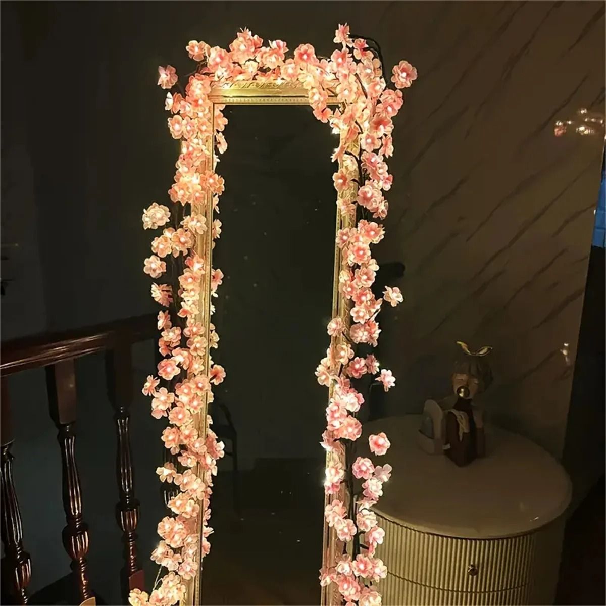 Cherry Blossom 96 LED Tree Branch Light  USB Rattan String Lamp With 8 Lighting Modes For Bedroom W 4