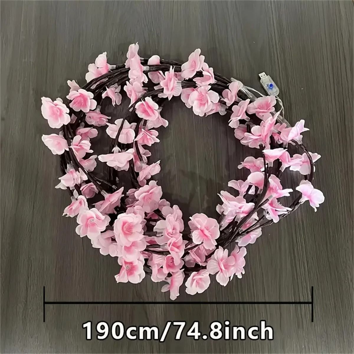 Cherry Blossom 96 LED Tree Branch Light  USB Rattan String Lamp With 8 Lighting Modes For Bedroom W 6