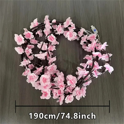 Cherry Blossom 96 LED Tree Branch Light  USB Rattan String Lamp With 8 Lighting Modes For Bedroom W 6