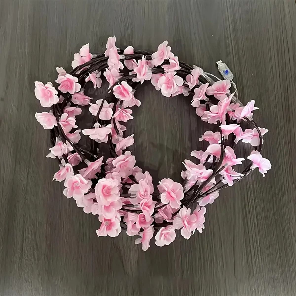 Cherry Blossom 96 LED Tree Branch Light  USB Rattan String Lamp With 8 Lighting Modes For Bedroom W 7