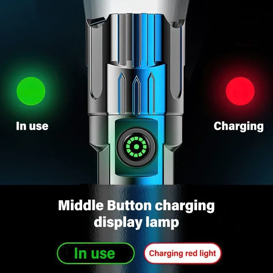 High Power LED Flashlight USB Rechargeable Tactical Torch 4