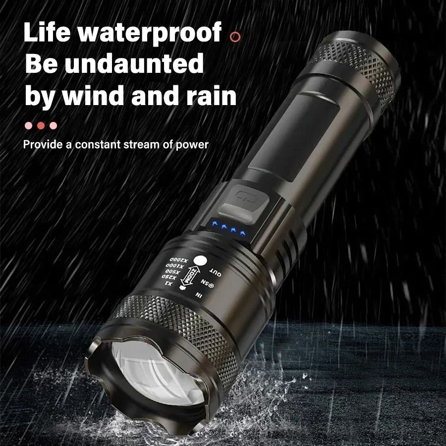 High Power LED Flashlight USB Rechargeable Tactical Torch 6