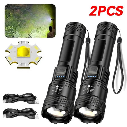 High Power LED Flashlight USB Rechargeable Tactical Torch 8