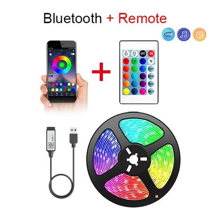 Bluetooth RGB LED Strip Light USB Powered Flexible Tape 7
