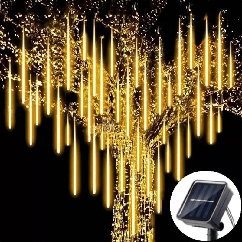 Solar LED Meteor Shower Lights  Outdoor Waterproof Falling Rain String Lights 9