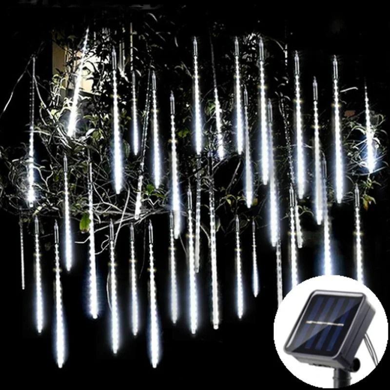 Solar LED Meteor Shower Lights  Outdoor Waterproof Falling Rain String Lights 10