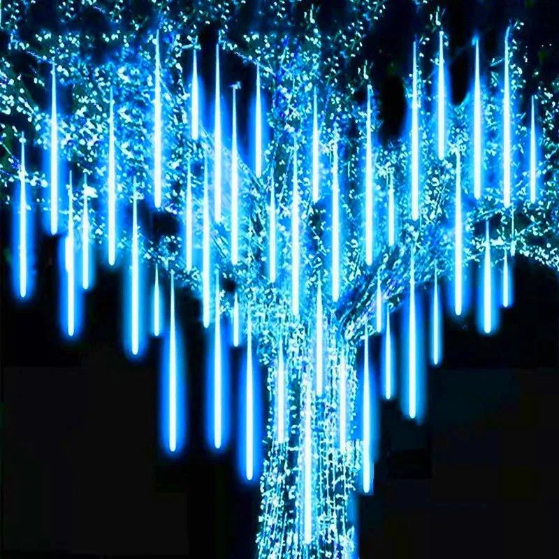 Solar LED Meteor Shower Lights  Outdoor Waterproof Falling Rain String Lights 4