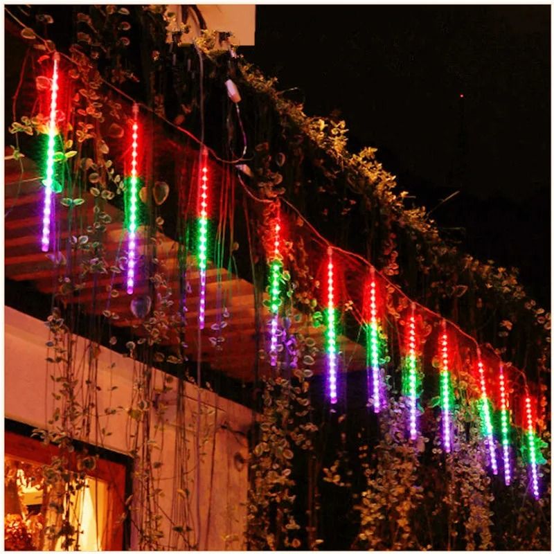 Solar LED Meteor Shower Lights  Outdoor Waterproof Falling Rain String Lights 5