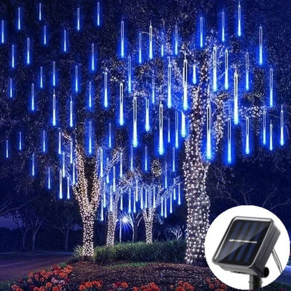 Solar LED Meteor Shower Lights  Outdoor Waterproof Falling Rain String Lights 7