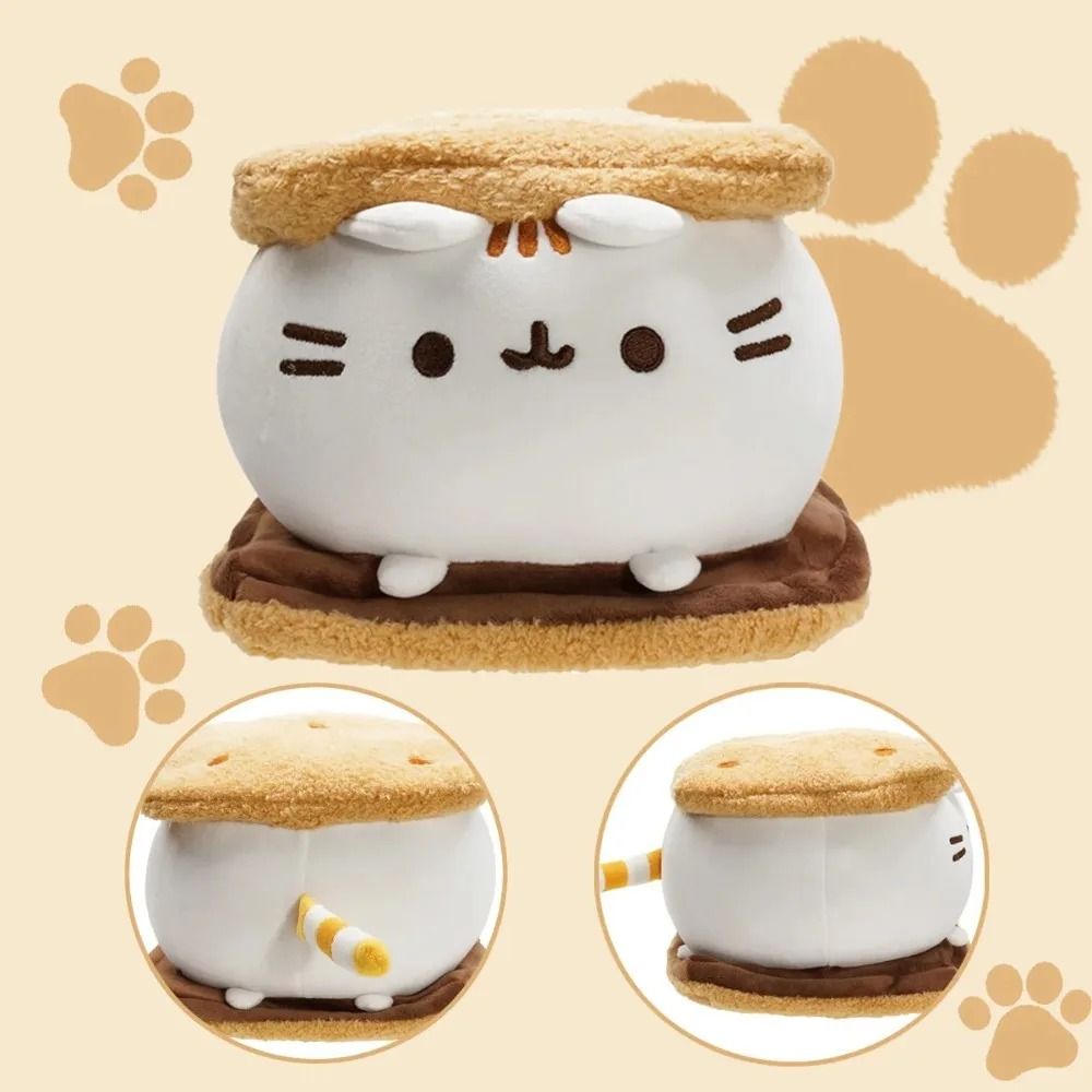 Kawaii Chocolate Cookie Fat Cat Plush Toy