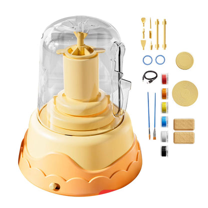 DIY Kids Pottery Wheel Kit With Clay And Paints Educational Craft Toy 7