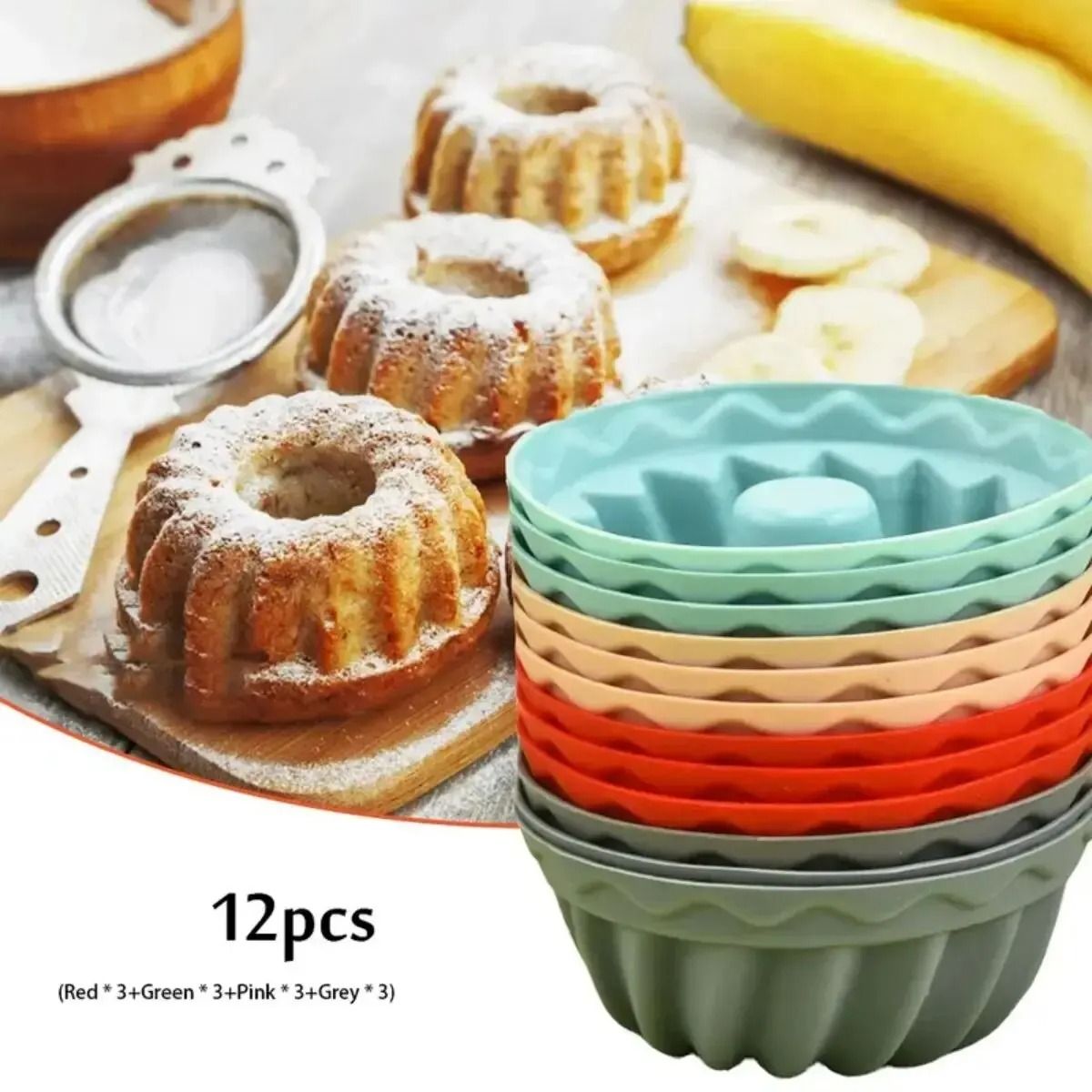 Silicone Non Stick Mini Cake Pans Set 12 Pieces 1