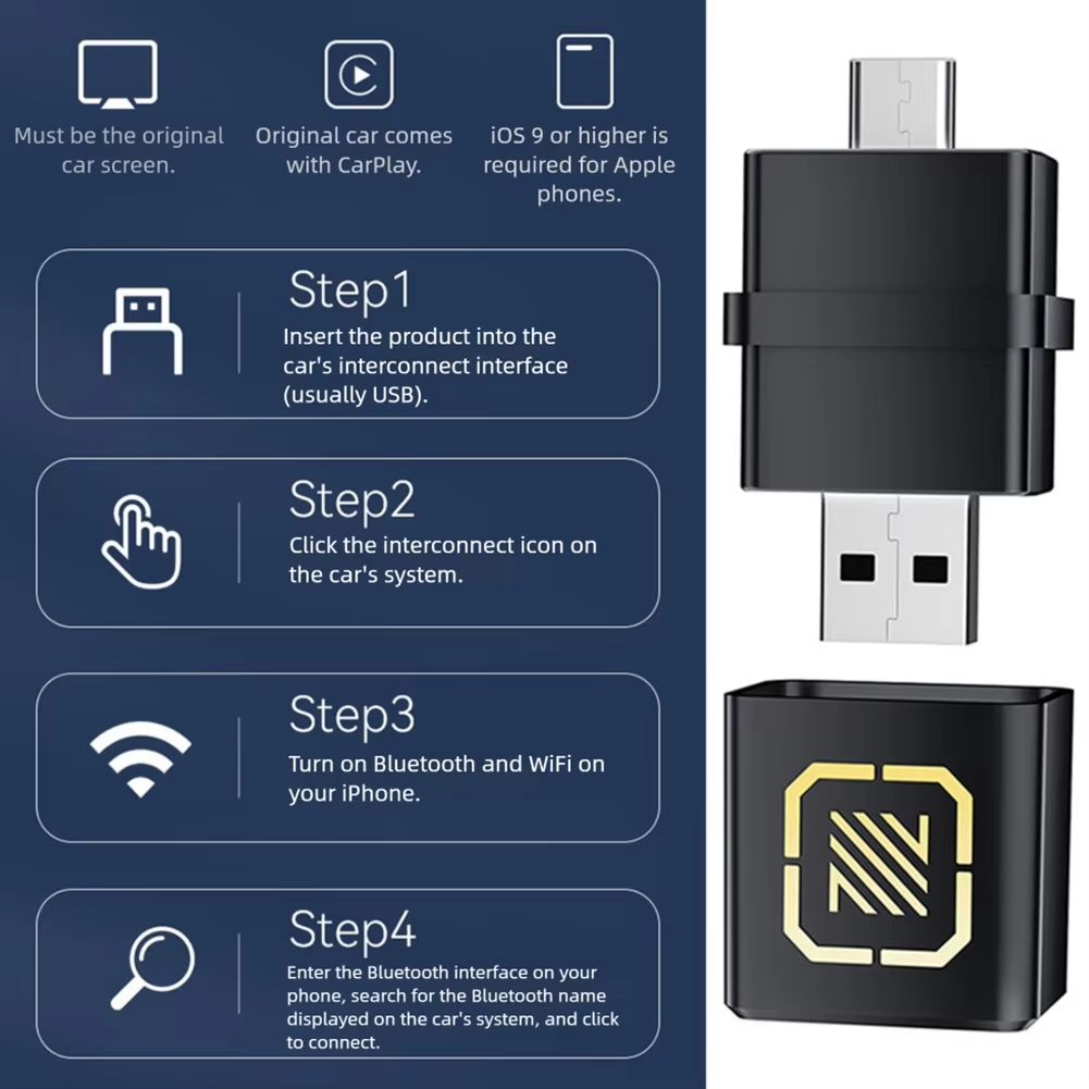 Mini Wireless Carplay Adapter 2 In 1 Android Auto Car Adapter 1