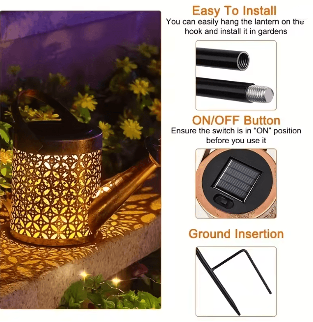 AquaGlow Solar Watering Can Light Outdoor Decorative Fairy Shower Lamp 2