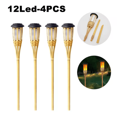 BambooGlow Solar Flame Effect Garden Torch Light Outdoor Waterproof Decoration 4