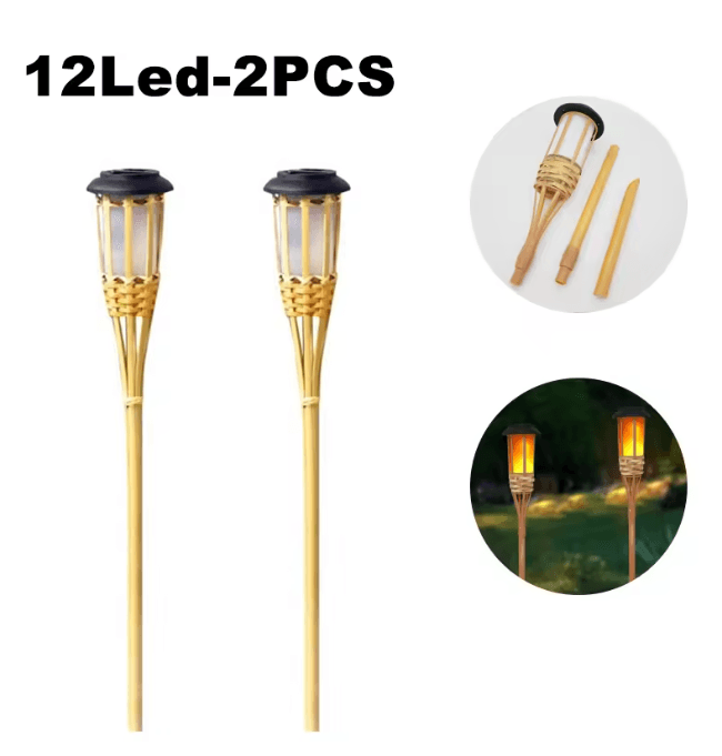 BambooGlow Solar Flame Effect Garden Torch Light Outdoor Waterproof Decoration 5
