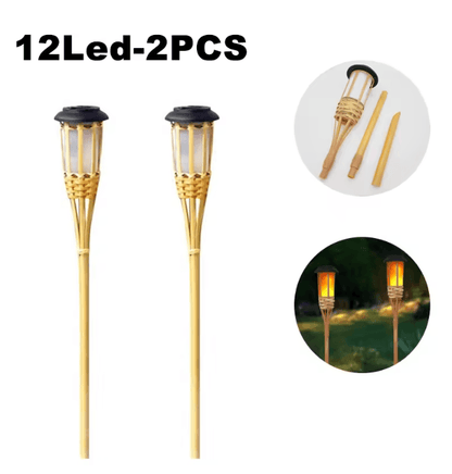 BambooGlow Solar Flame Effect Garden Torch Light Outdoor Waterproof Decoration 5