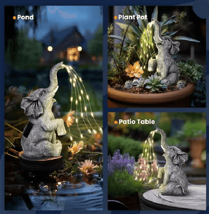 EleLight Solar Elephant Statue With String Lights For Garden And Patio Decor 2